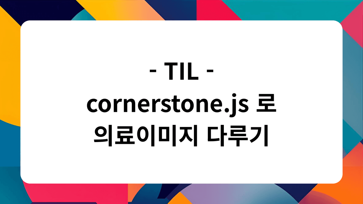 TIL - "cornerstone.js"로 의료이미지 다루기 thumbnail